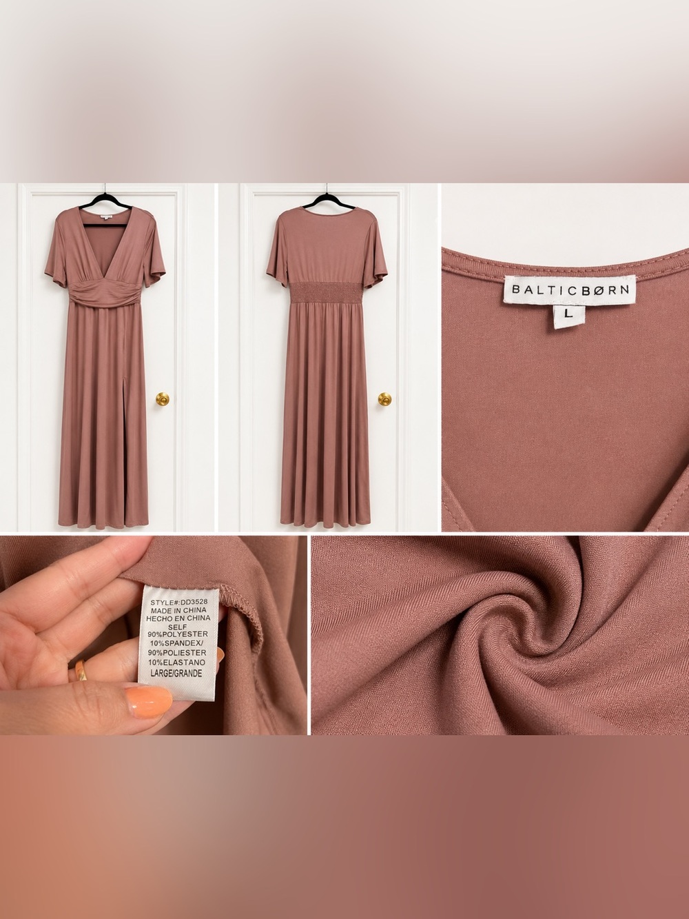 Baltic Born Mauve-Pink Maxi Dress with Smocked Waist